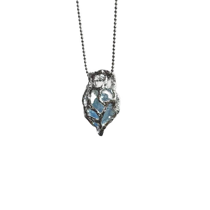 Wholesale Heart Shaped Blue Sapphire Choker Necklace Fashion Jewelry Accessory For Boutique Resale