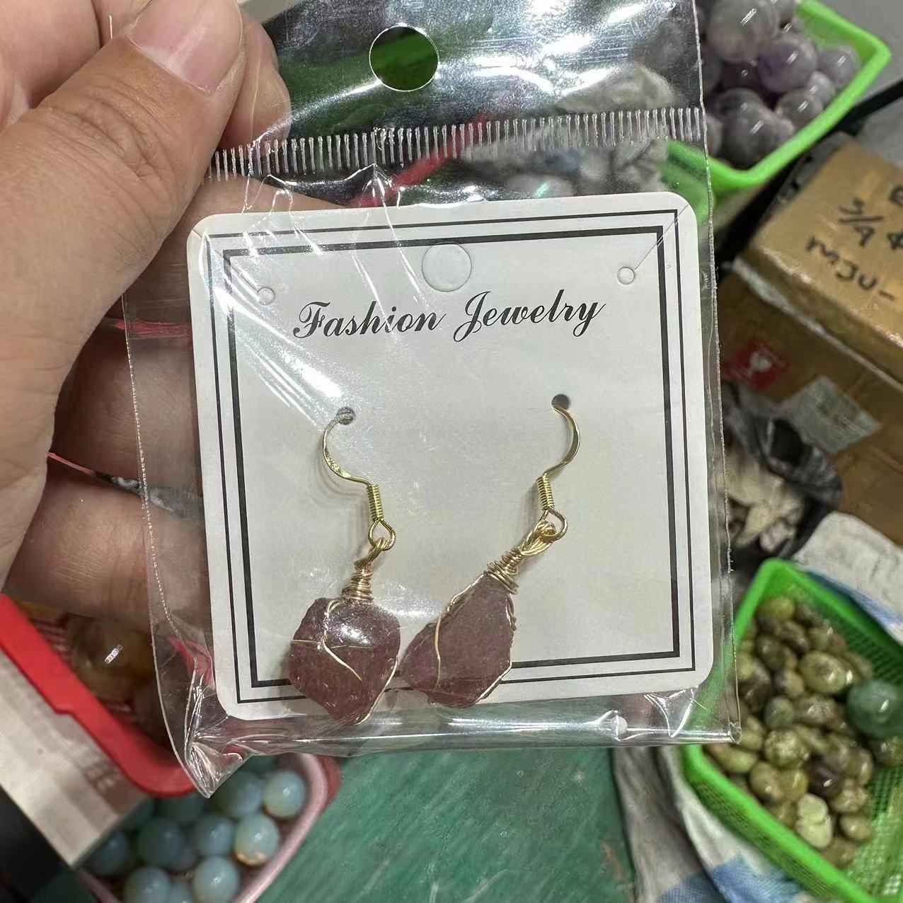 Wholesale Natural Crystal Irregular Rough Stone Handmade 18K Gold Wire Wound Citrine Earrings ACC-ES-XiuK001