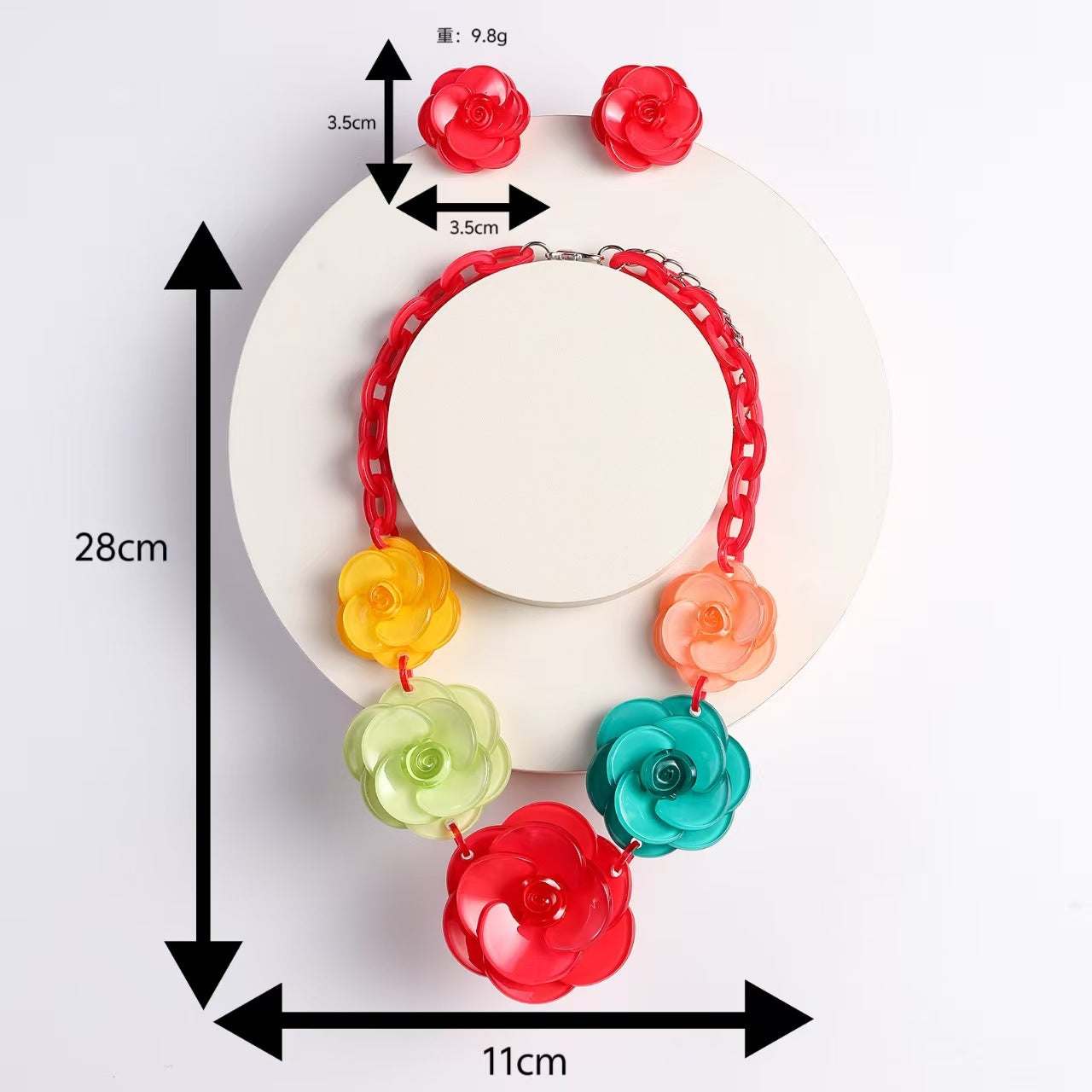 Wholesale Acrylic Flower Necklace and Earring Set,  Creamy Sweet Style,  Fashion Accessory for Boutique Resale