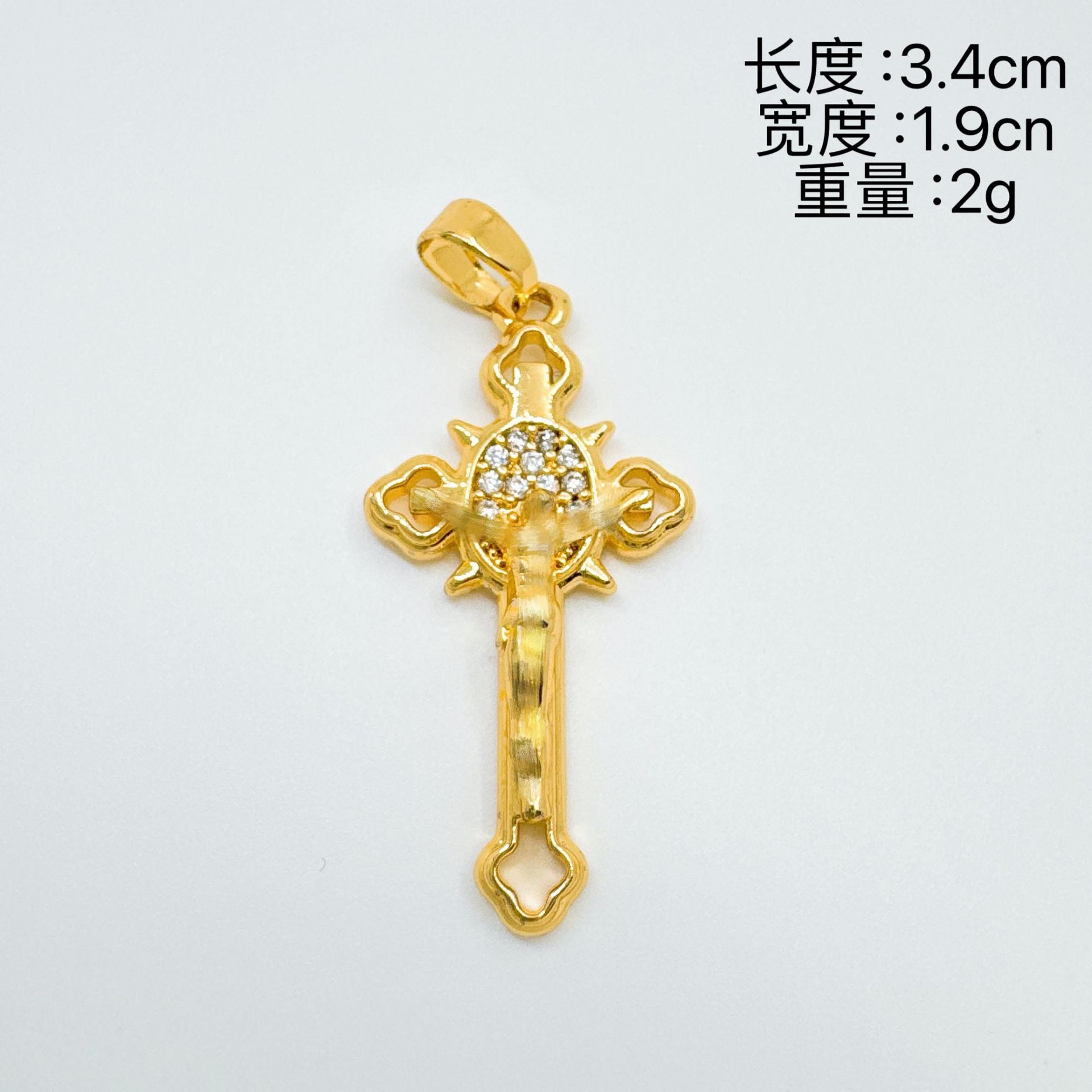 Wholesale Sweet Cool Style Rose Cross Pendant Gold Plated Copper Necklace Stylish Jewelry Accessory