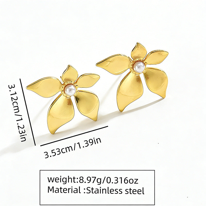 Wholesale Stainless steel heart and flower earrings