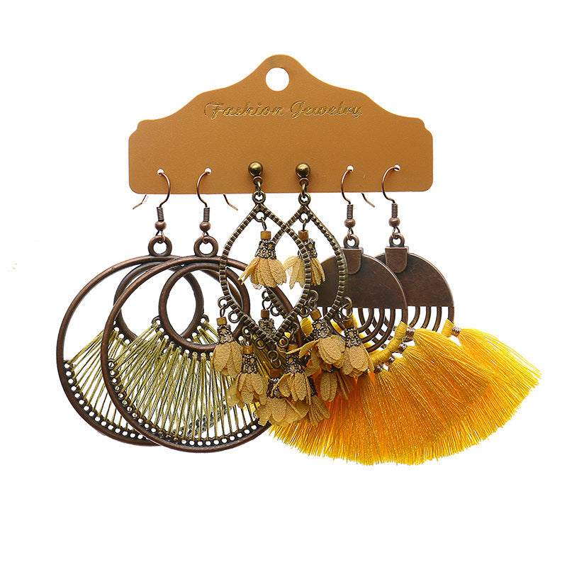 Wholesale Alloy Electroplated Bohemian Floral Earrings Set Women' s Fashion Accessory Gift