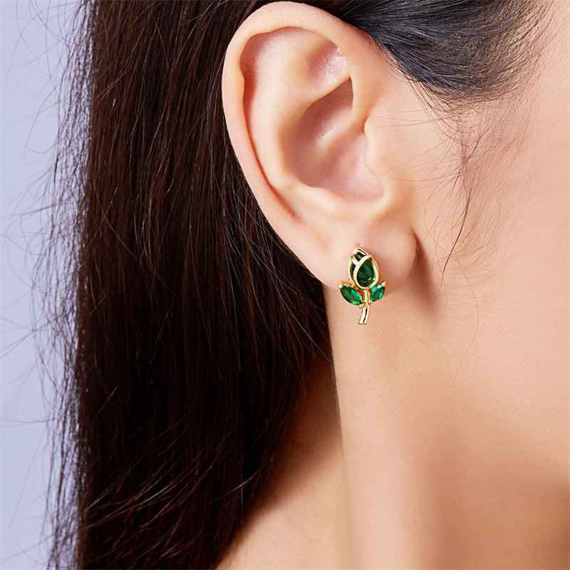 Wholesale  fashion purple tulip flower earrings