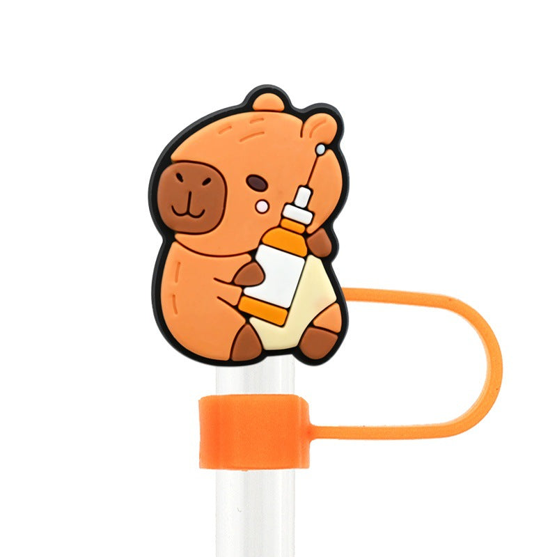 Wholesale Random 100pcs cartoon medical   10mm PVC Soft Straw Tube Cap