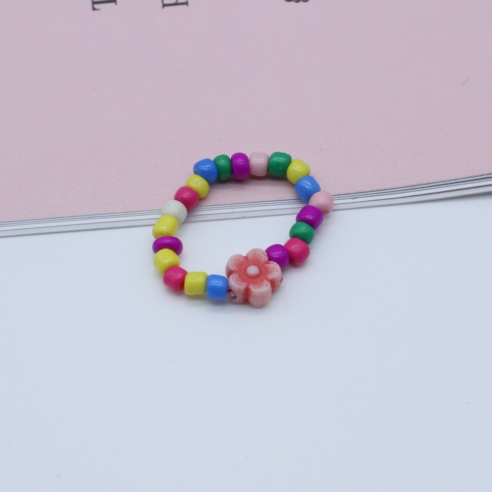 Wholesale  flower hand-woven rice beads beaded ring