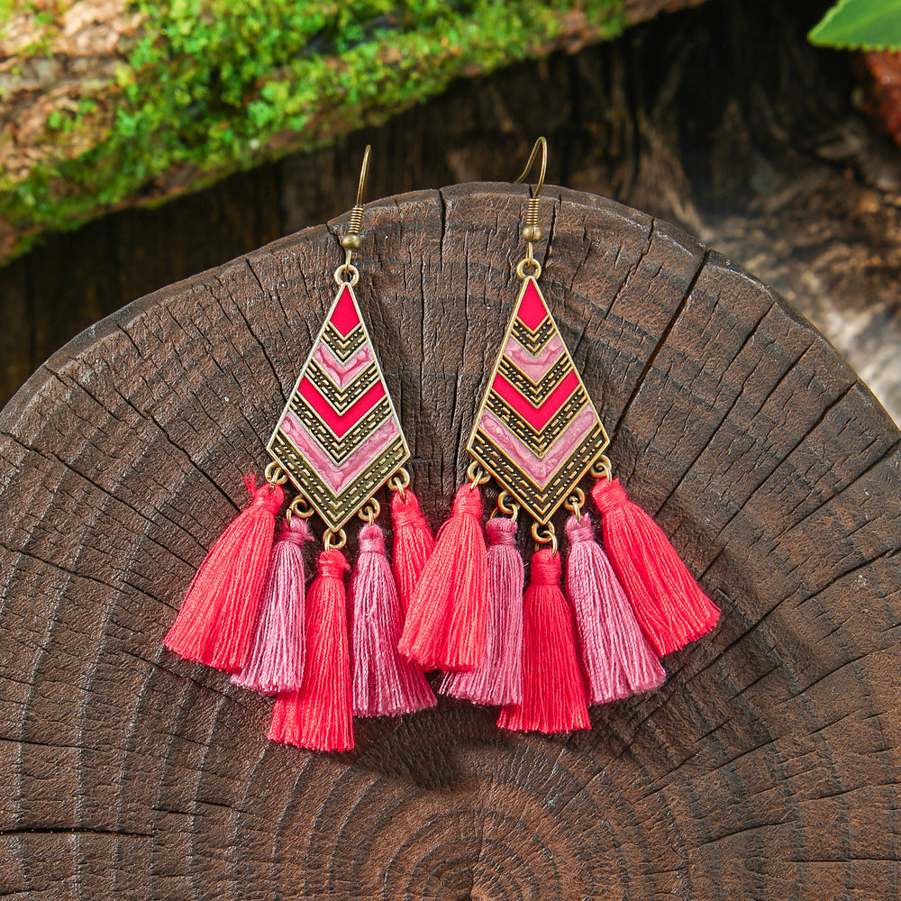 Wholesale Bohemian Tassel Earrings,  Handmade Beaded Alloy Earrings for Seaside Vacations,  Trendy Jewelry Accessory