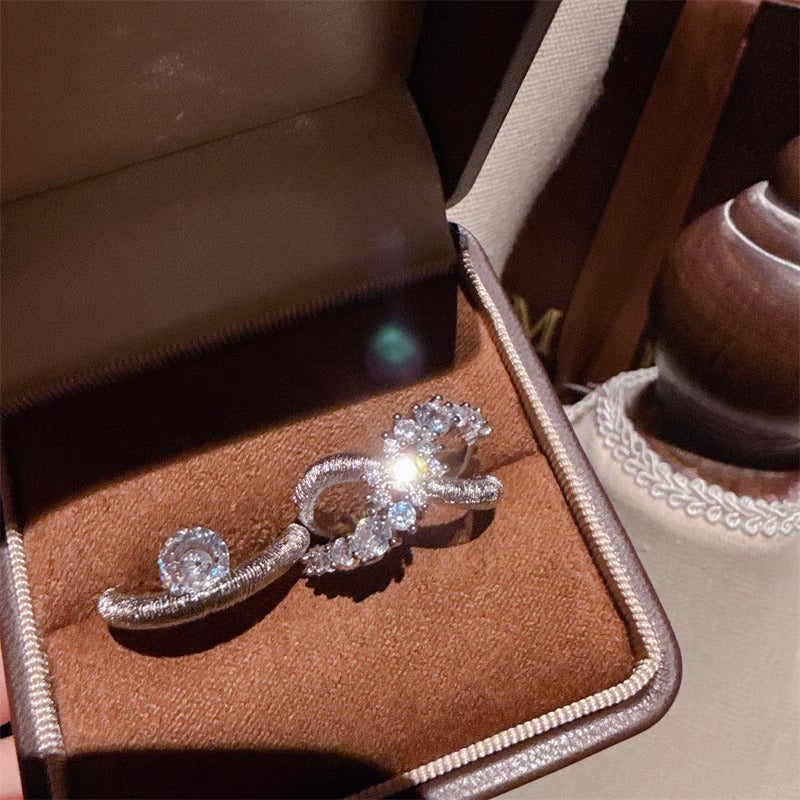 Wholesale Irregular staggered zircon adjustable ring