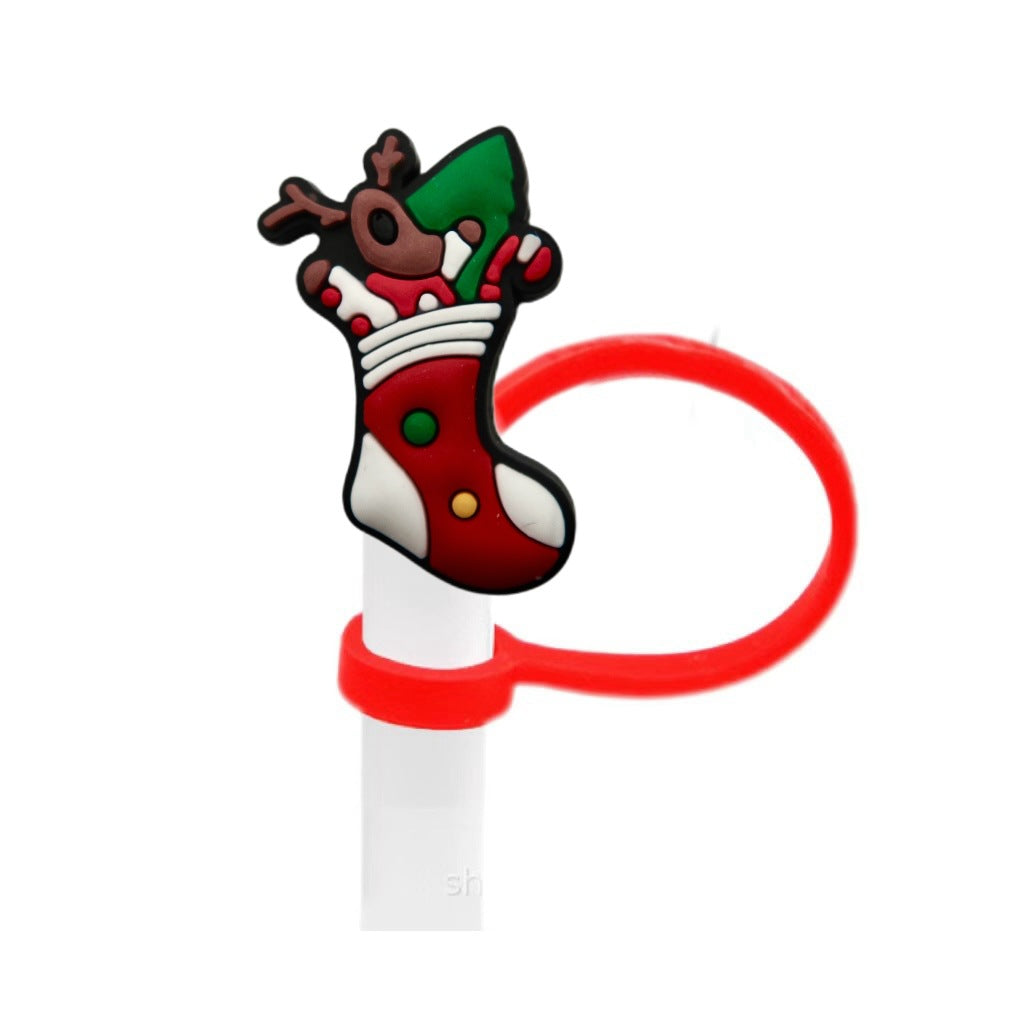 Wholesale 10pcs Christmas theme ideas 8/ 10mm Straw Cover Straw Tube Cap