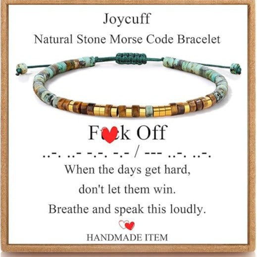Wholesale Morse Code Tiger Eye Stone Bracelet Unisex Fashion Accessory Gift