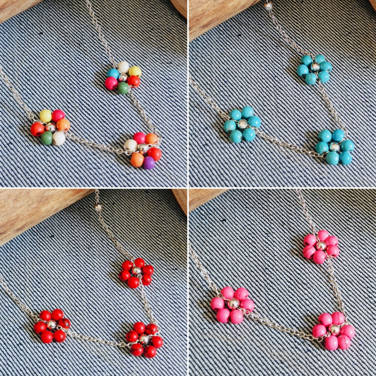 Wholesale Summer Pink Stone Flower Choker Necklace For Women Fashion Jewelry Gift