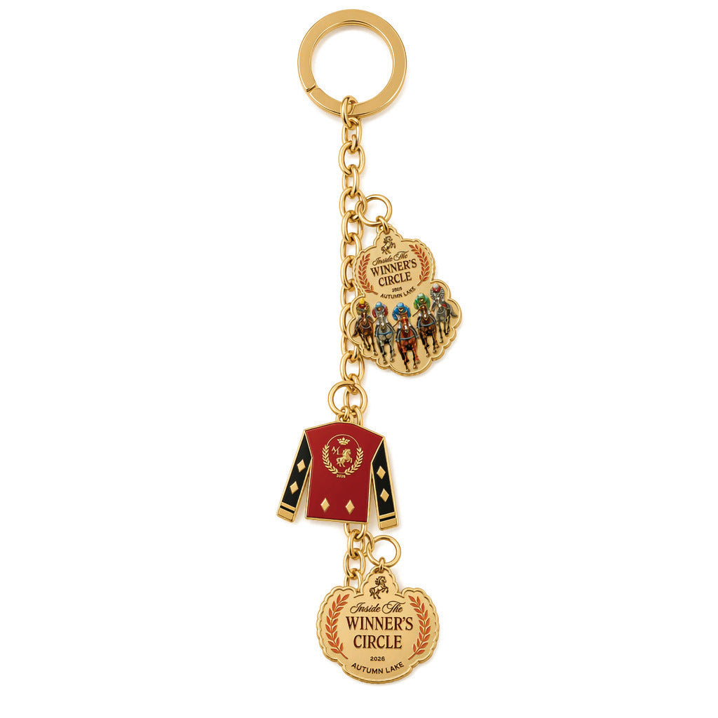 Wholesale Alloy Horse Racing Keychain Winner Jockey Medal Sports Car Key Accessory