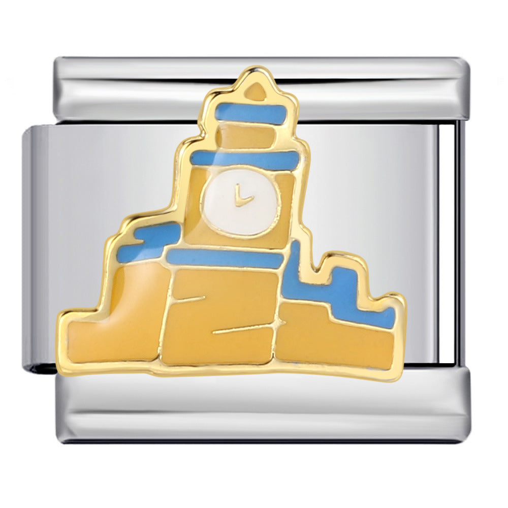 Wholesale Italian Charm Bracelet 9mm DIY Splicing Removable Architectural Sign Stainless Steel Composable Bracelet