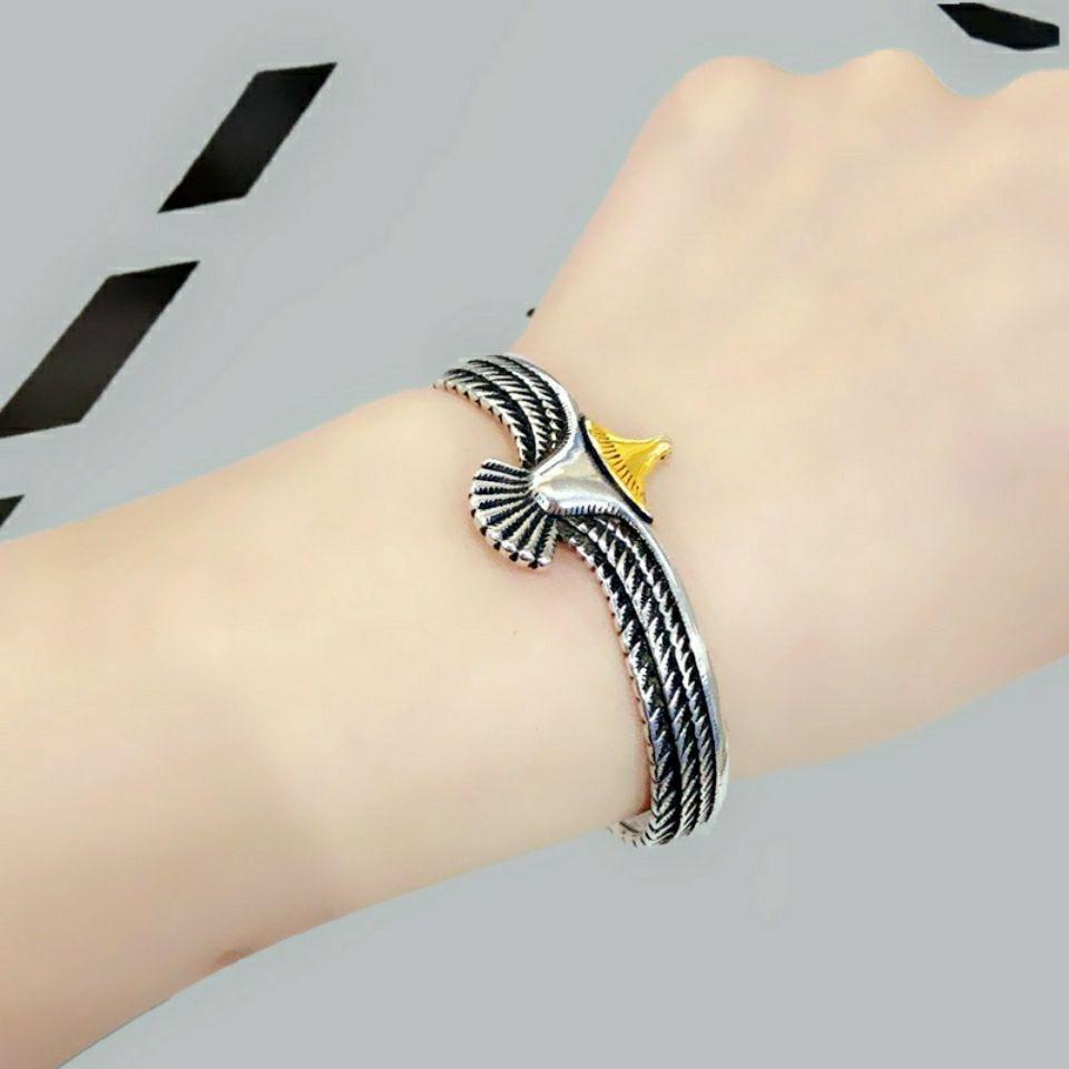 Wholesale Punk Style Eagle Cuff Bracelet,  Retro Thai Silver Finish,  Fashion Accessory for Men and Women