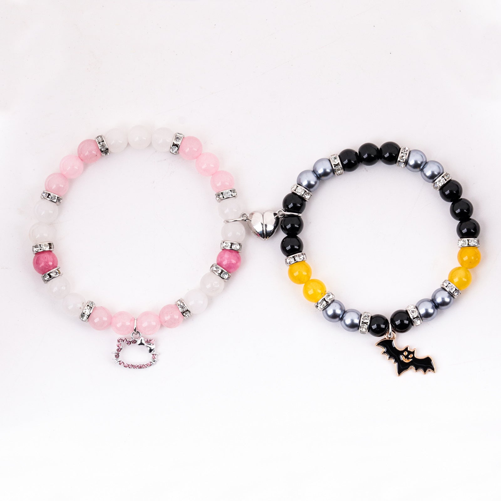 Wholesale Couple bracelet love heart magnetic suction buckle natural opal beaded bracelet
