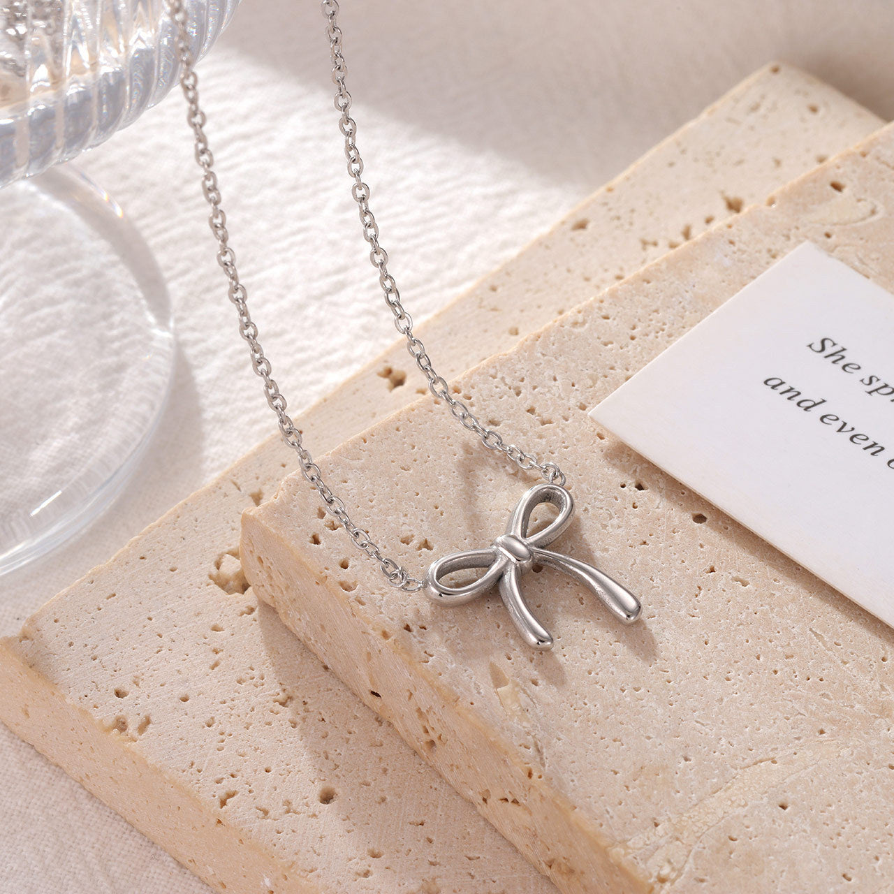 Wholesale A Sense of Sophistication Bow Titanium Steel Necklace