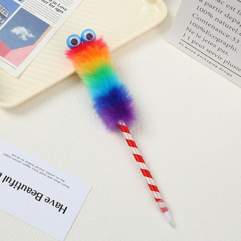 Wholesale 5pcs colorful big eye caterpillar ball pen