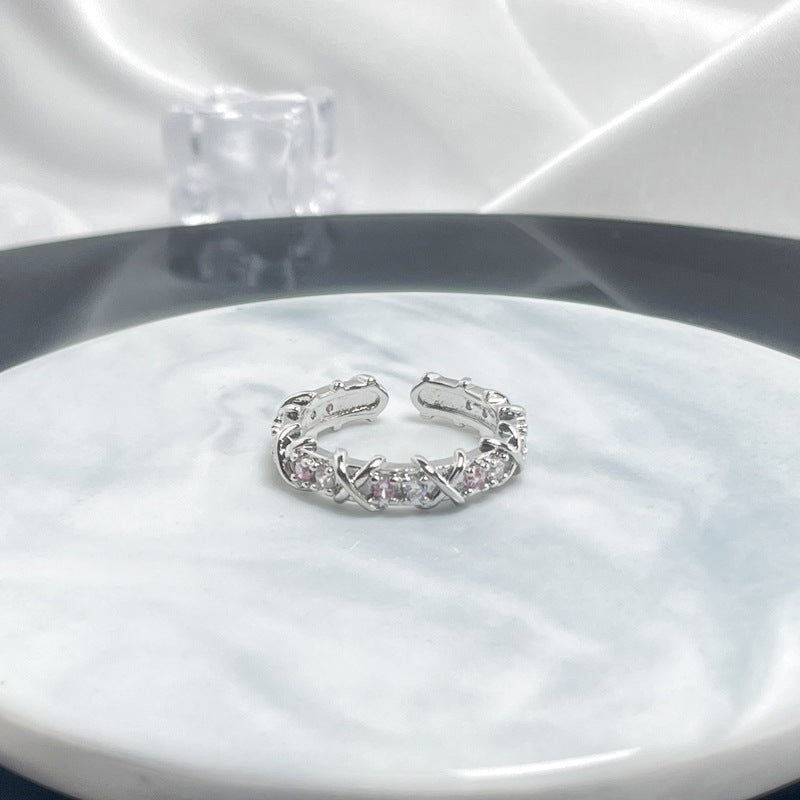 Wholesale light luxury cross multi-color zircon design ring