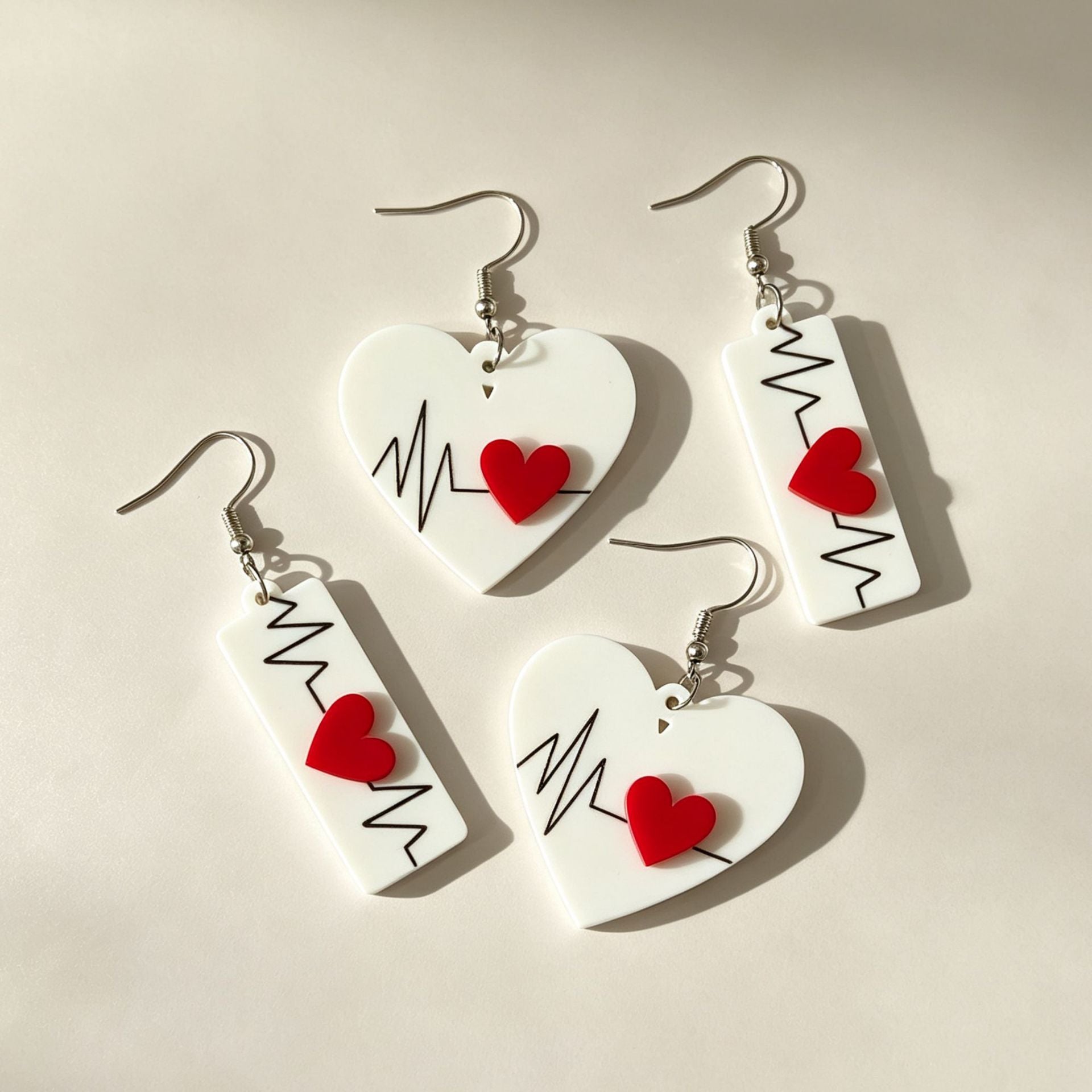 Wholesale Double-Layer Acrylic Heart Earrings,  Valentine' s Day Fashion Jewelry Gift