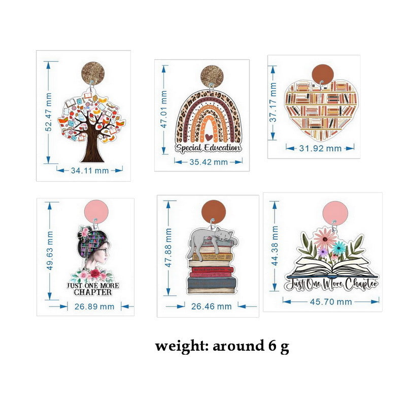 Wholesale Exaggerated European and American Characters Book Book Tree Education Rainbow School Back-to-School Season Girl Cat Teacher Earrings Studs