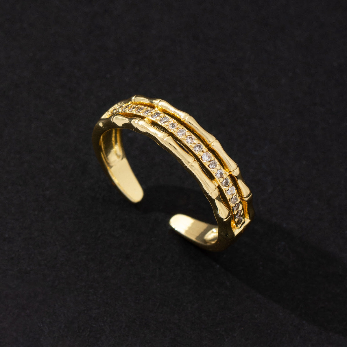 Wholesale Starry Zircon Ring Korean Fashion Cat Eye Couple Adjustable Ring Copper Jewelry Accessory For Boutique Resale