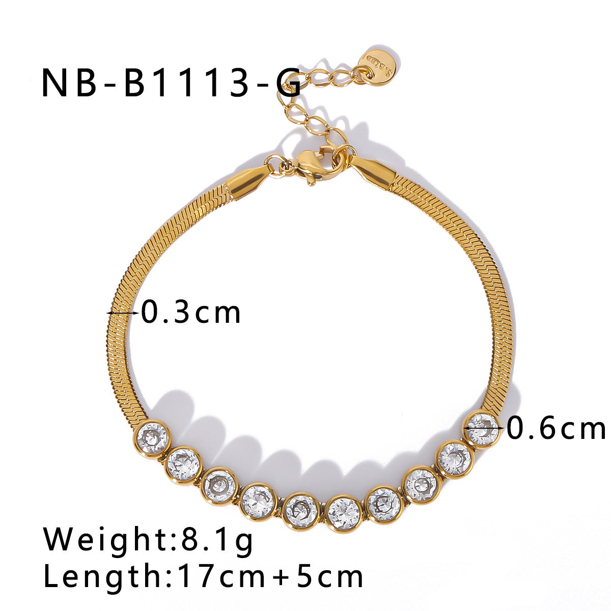 Wholesale 18K gold inlaid zircon snake chain titanium steel bracelet necklace suit