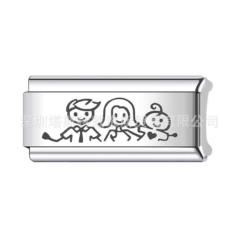 Wholesale   Italian Charm Bracelet 9mm DIY Home Laser Engraving Long Series Creative Stainless Steel Composable Bracelet