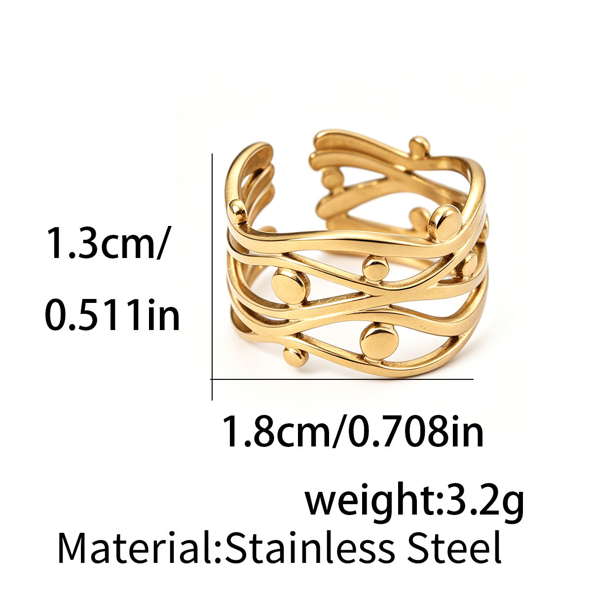 Wholesale Gold-Plated Geometric Open Rings Minimalist Stainless Steel Jewelry Accessory for Daily Wear