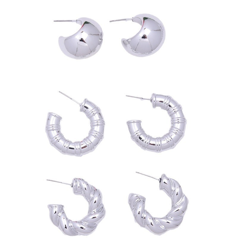 Wholesale Acrylic Plated Silver C-ring Earrings and Earring Set ACC-ES-DA010