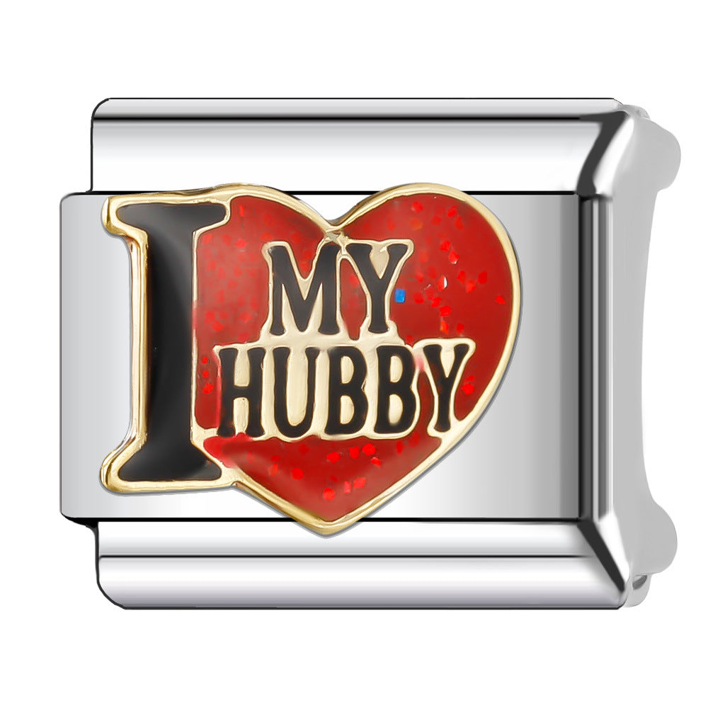 Wholesale Italian Charm Bracelet 9mm DIY Splicing English Series Stainless Steel Composable Bracelet