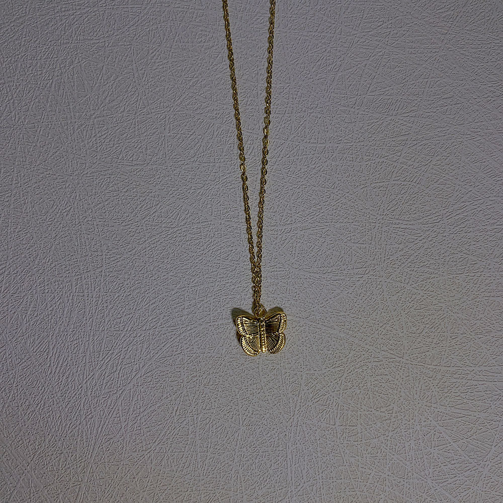 Wholesale Titanium Steel Necklace Butterfly Rose Flower Pendant Necklace ACC-NE-Yazhi003