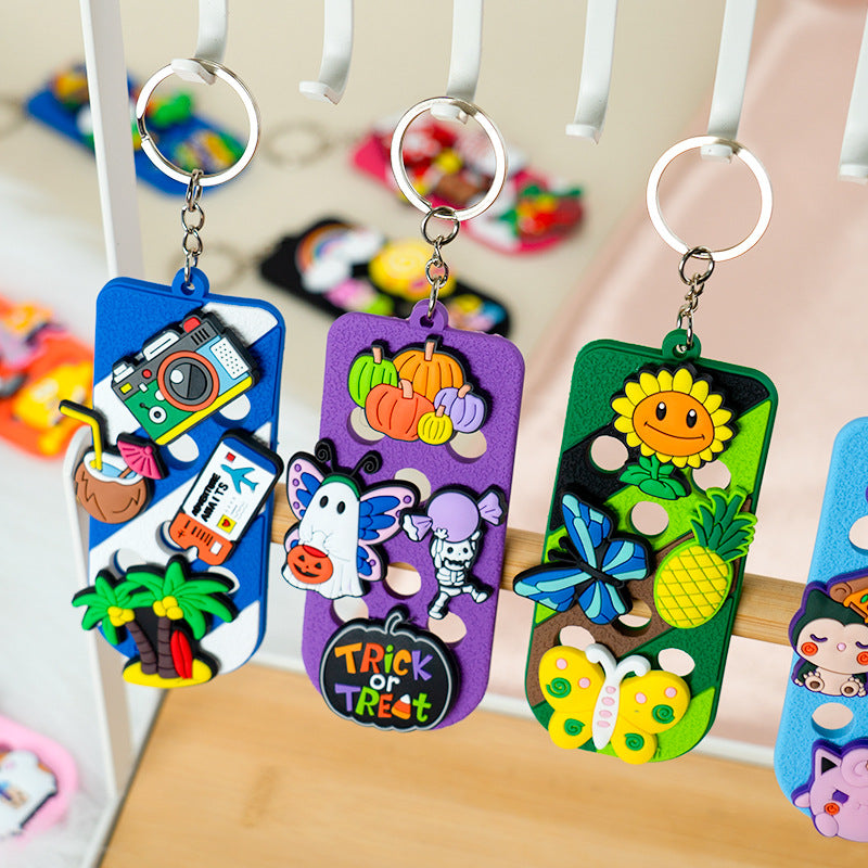 Wholesale  cartoon keychain pendant PVC key board fluorescent hole board accessories