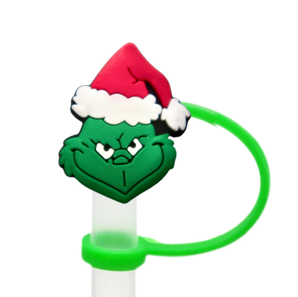 Wholesale 10pcs Christmas themed cartoons 8/ 10mm Straw Cover Straw Tube Cap