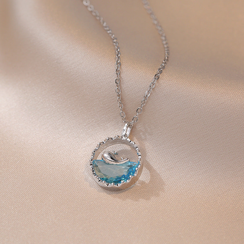 Wholesale Blue Ocean Whale Ocean Clavicle Necklace