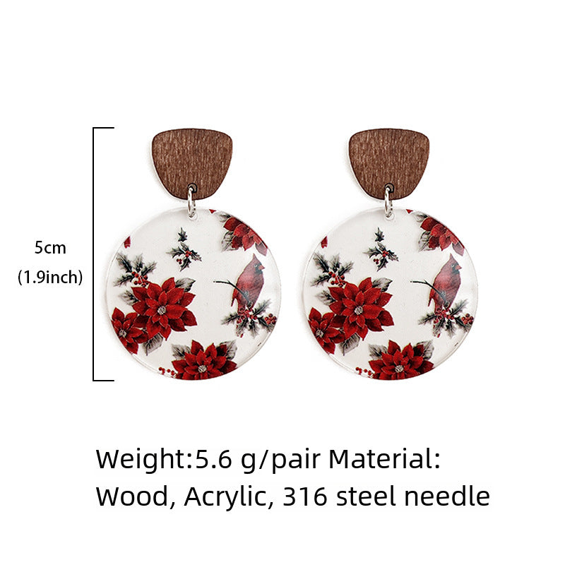 Wholesale Christmas earrings acrylic printing colorful lights snowflake holiday earrings