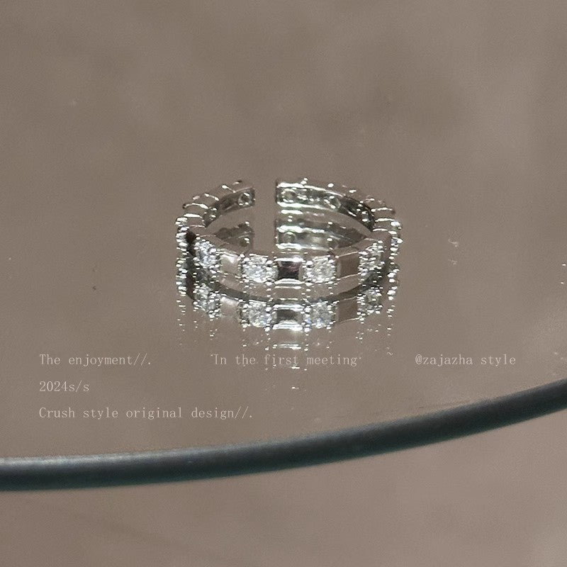 Wholesale Zirconia Splicing Open Adjustable Ring