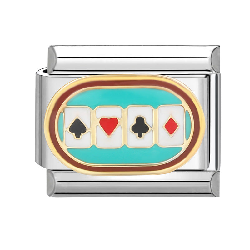 Wholesale Italian Beaded Bracelet 9mm DIY Splicing Removable Orange Game Series Titanium Steel Combinable Bracelet