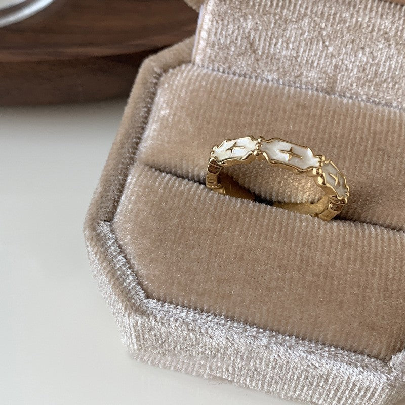 Wholesale Enamel Drip Butterfly Ring Mother-of-pearl Diamond Open Ring ACC-RS-Yues001