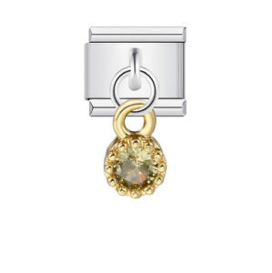 Wholesale Italian Module  Small Round Zircon Stainless Steel DIY Bracelet