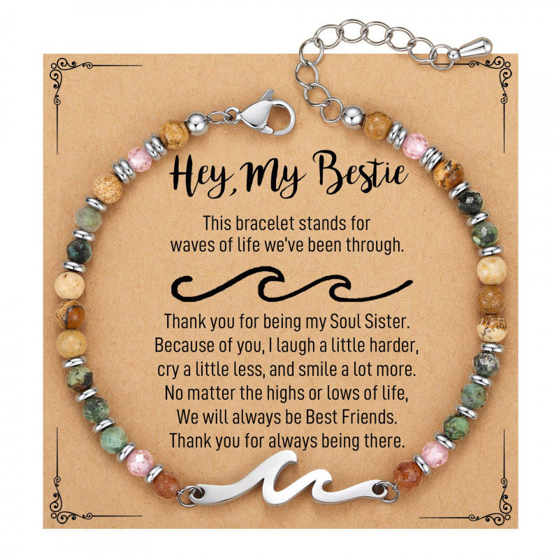 Wholesale Wave Design Turquoise Chain Bracelet Women' s Fashion Jewelry Gift for Travel Souvenir