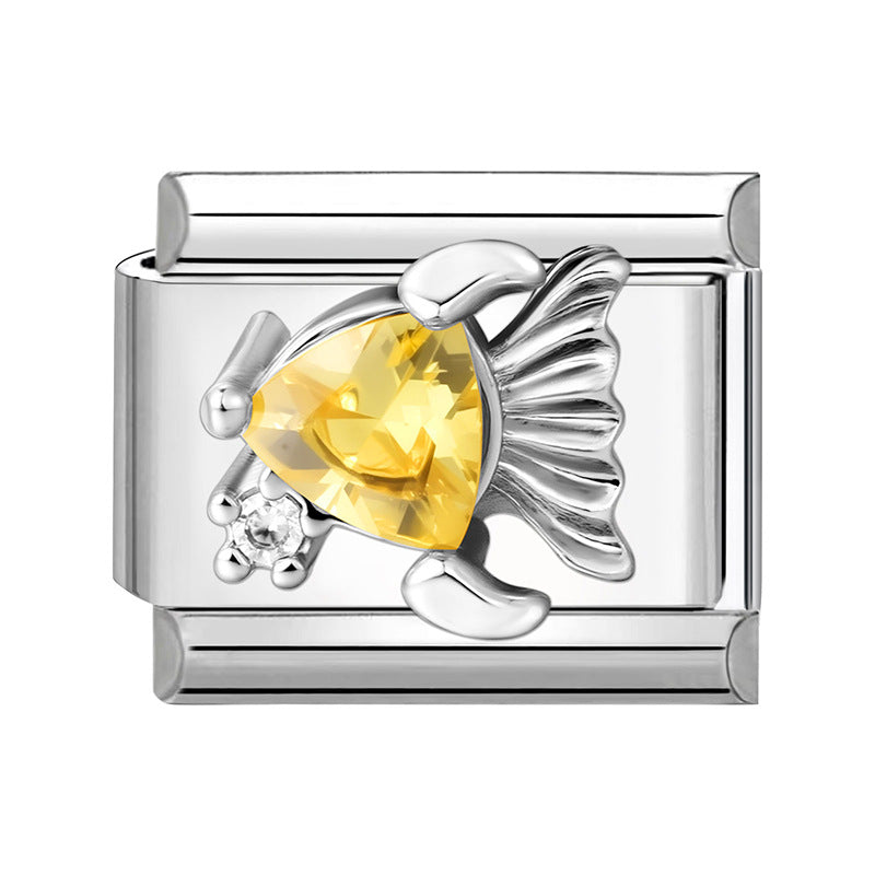 Wholesale 9mm Italian Charm Starter Bracelets DIY Zirconia-set Stainless Steel Composable Bracelet