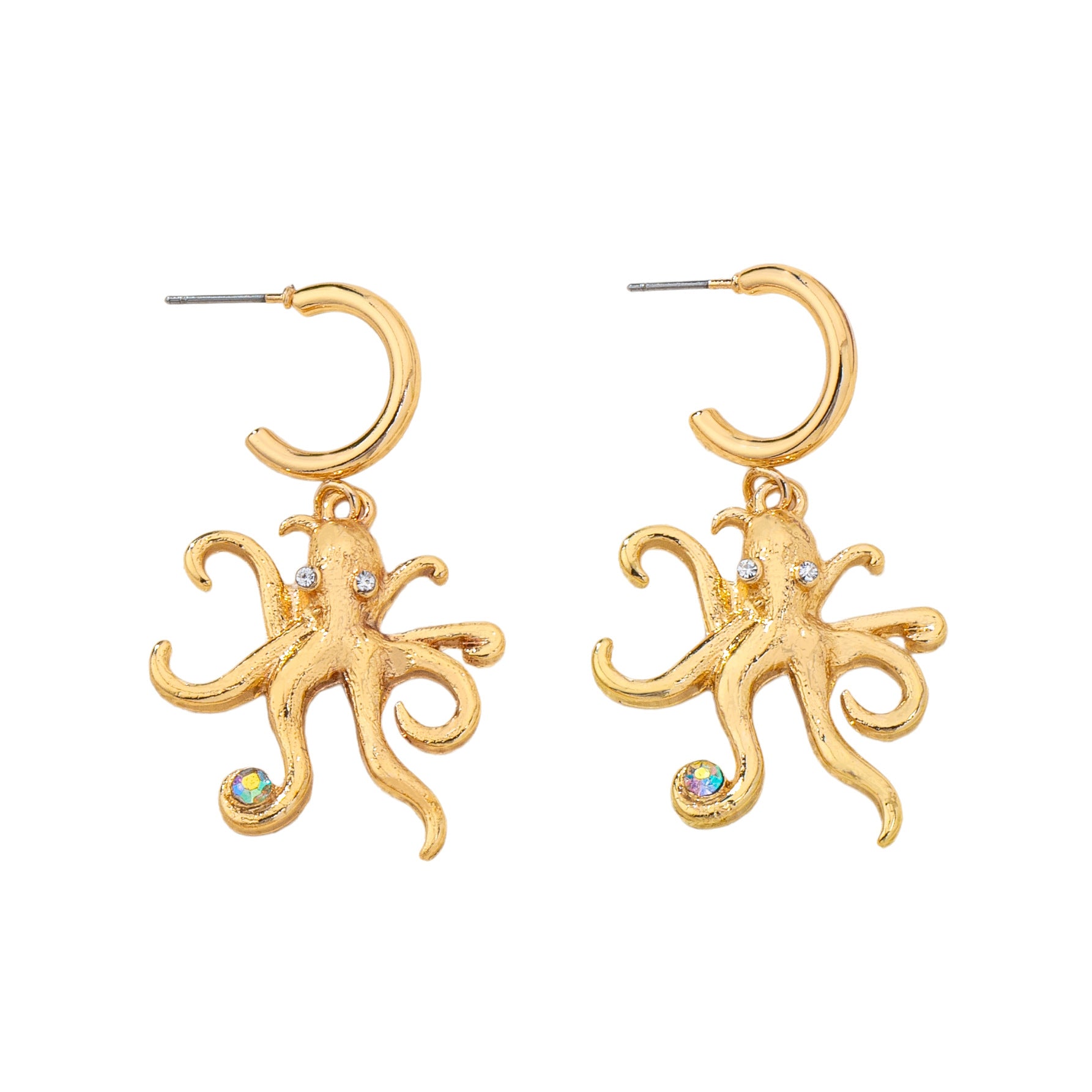 Wholesale Gold Tone Octopus Earrings Summer Ocean Style Chic Jewelry For Women Vacation Gift Boutique Resale