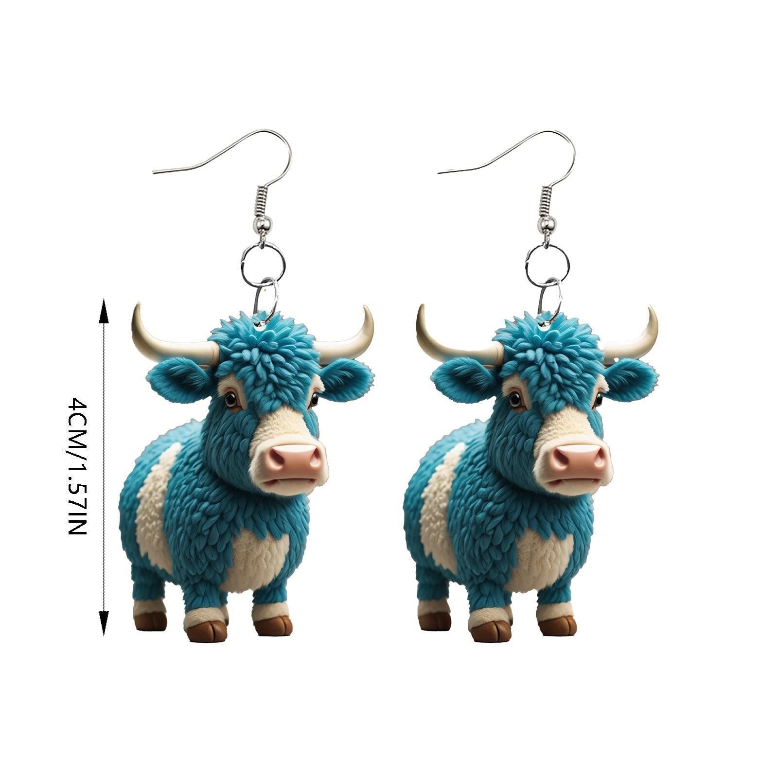 Wholesale Cartoon Colorful Cow Flat Acrylic Earrings ACC-ES-YuanJi002