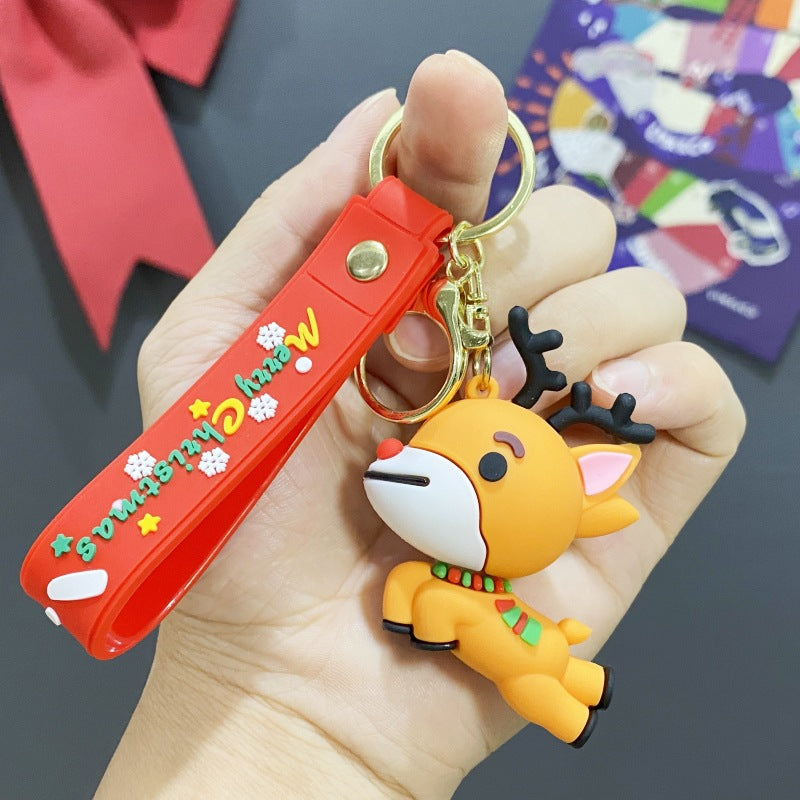 Wholesale PVC Soft Rubber Creative Christmas Old Man Christmas Tree Keychain ACC-KC-WuY002