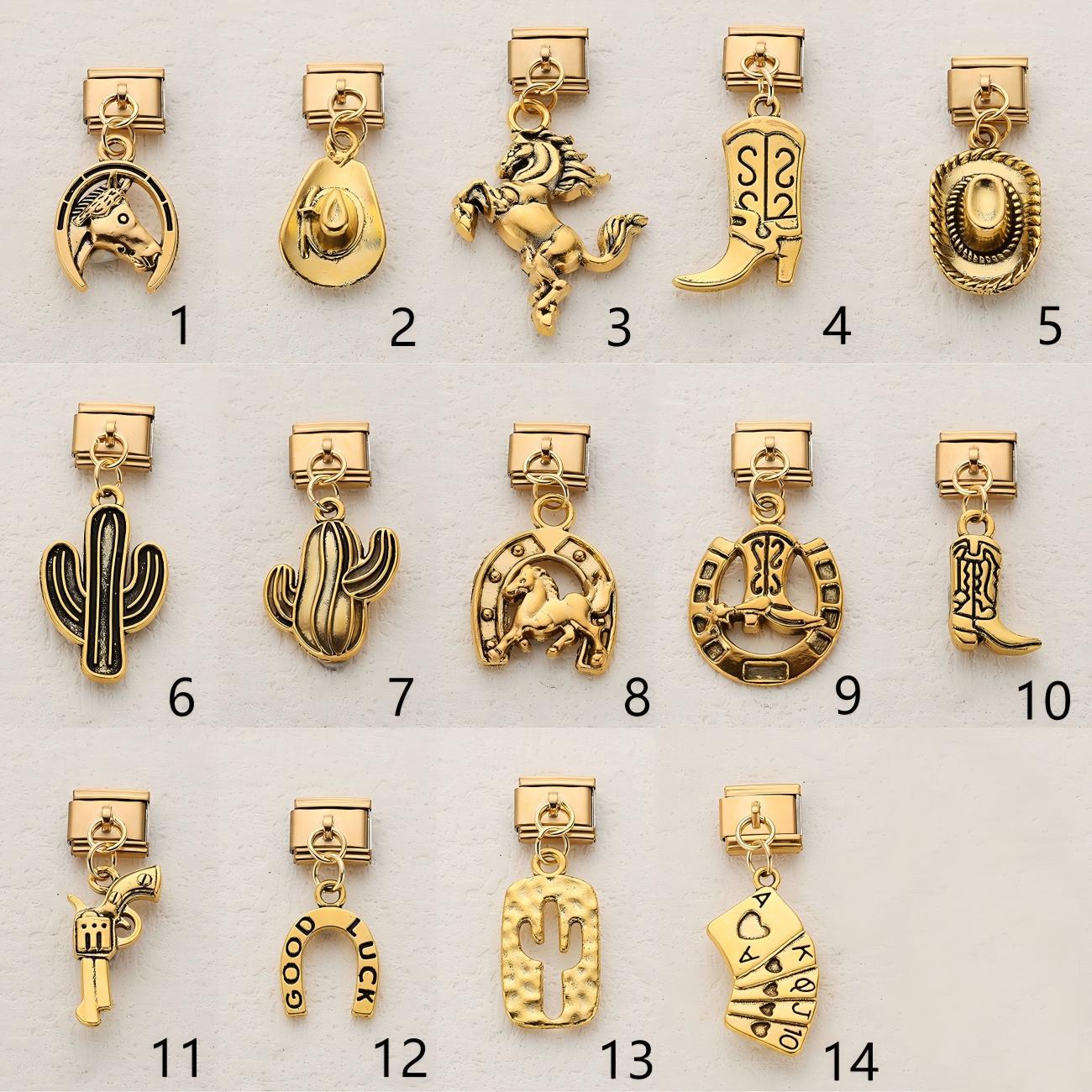 Wholesale 10pcs Italian Charm Bracelet 9mm DIY Splicing Western Cowboy Series Stainless Steel Composable Bracelet