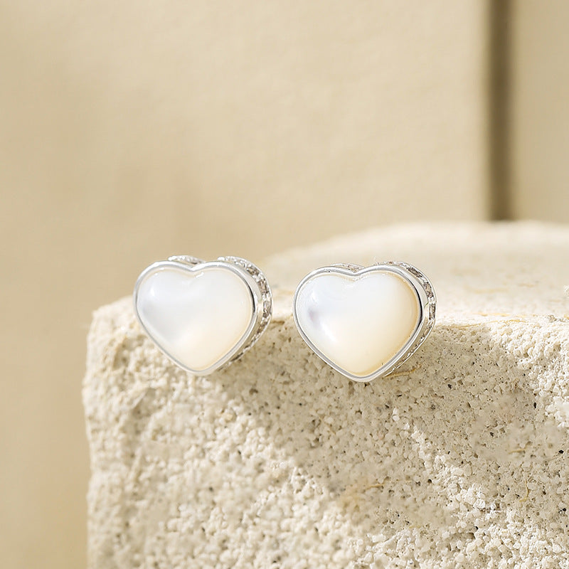 Wholesale Natural mother-of-pearl earrings love heart butterfly earrings