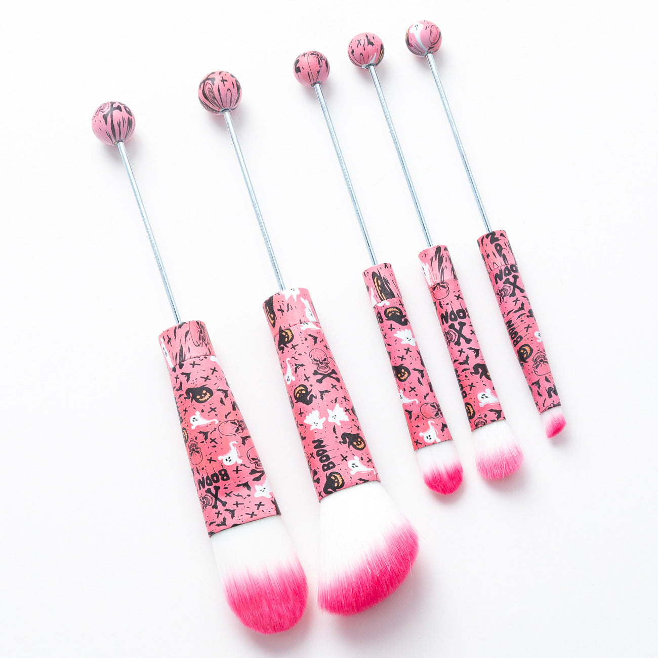Wholesale Beadable 5 Pcs/set Christmas Halloween Printed DIY Beaded Makeup Brush ACC-MB-HuaH004