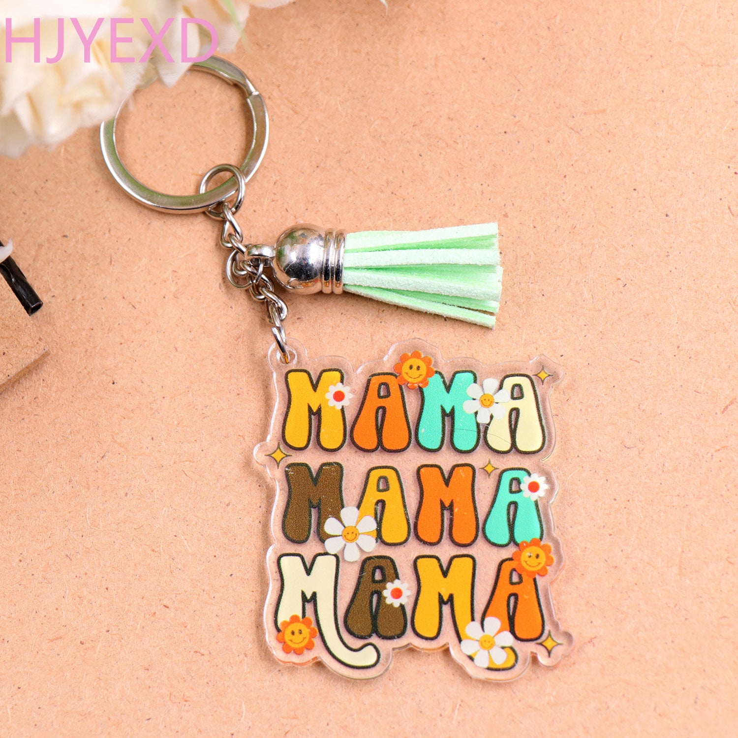 Wholesale 10pcs MAMA Mother's Day Gift Floral Acrylic Keychain Creative Keychain ACC-KC-XiaoYan010