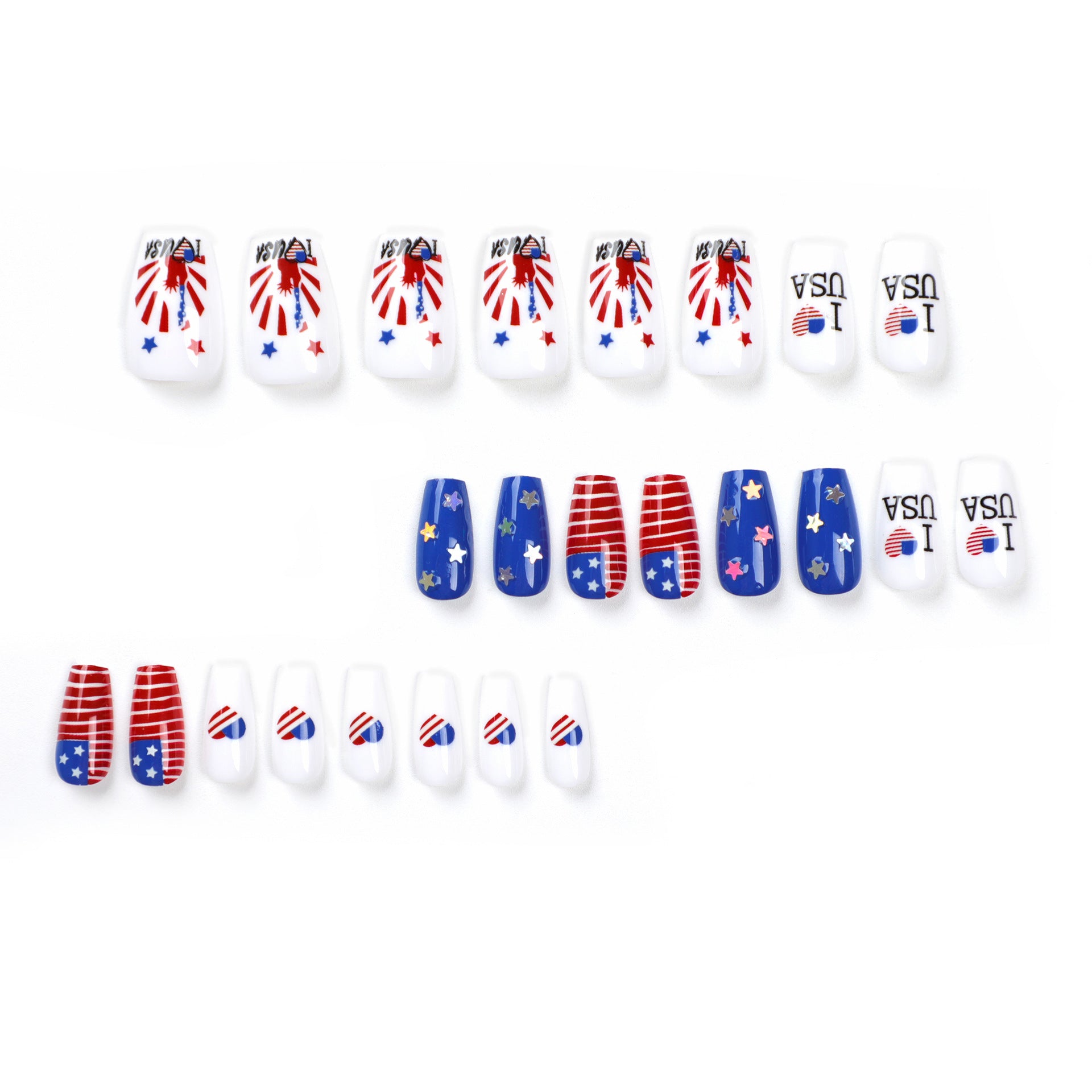 Wholesale 24 Pieces/box American Independence Day Press-on Nails Kits ACC-NS-LeFan010