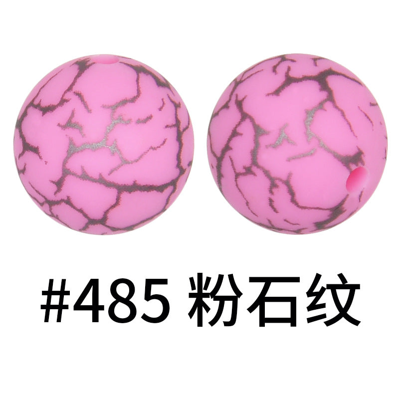 Wholesale 50pcs 15mm Colorful Crack Printed Silicone Balls DIY Beaded Accessories ACC-BDS-HeSheng050