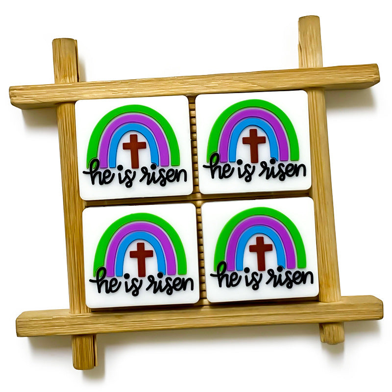 Wholesale 10pcs Rainbow Cross Silicone Beads DIY Handmade Beaded Pen Accessories ACC-BDS-WDX047